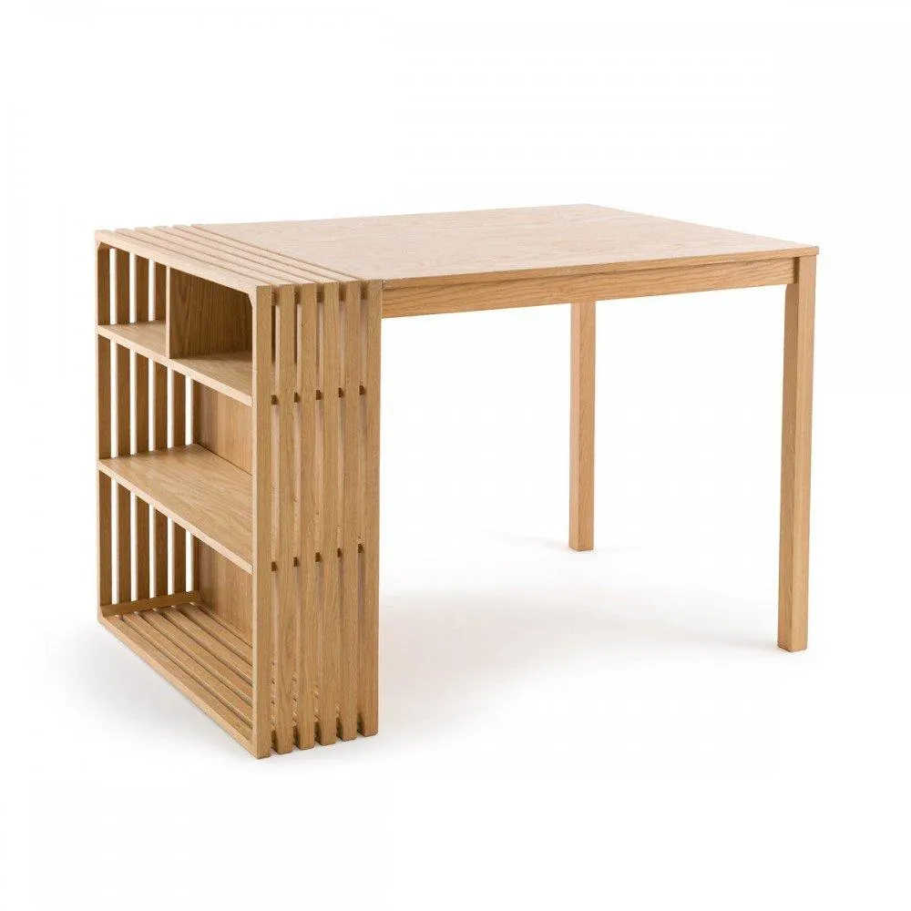Baltazar - Mesa de comedor / isla estilo moderno con 4 repisas en madera de encino