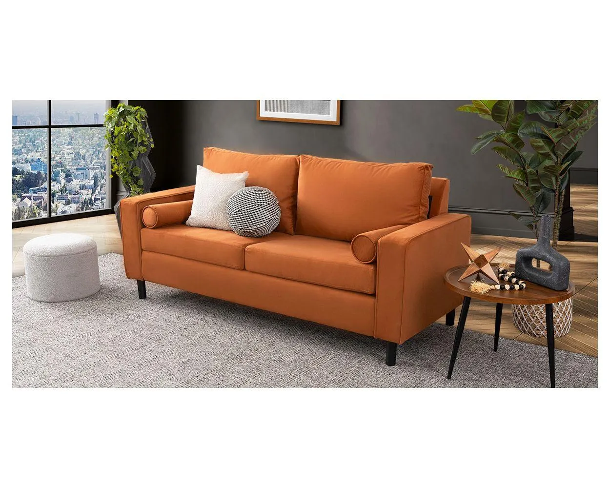 Sofá 3 Plazas Landmark Naranja Terracota