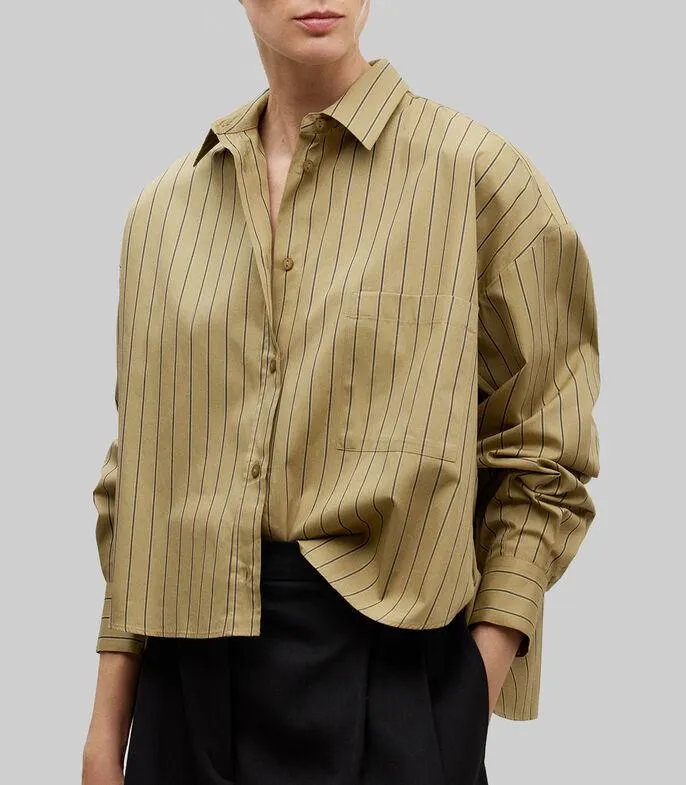 Camisa de rayas con manga larga Mujer