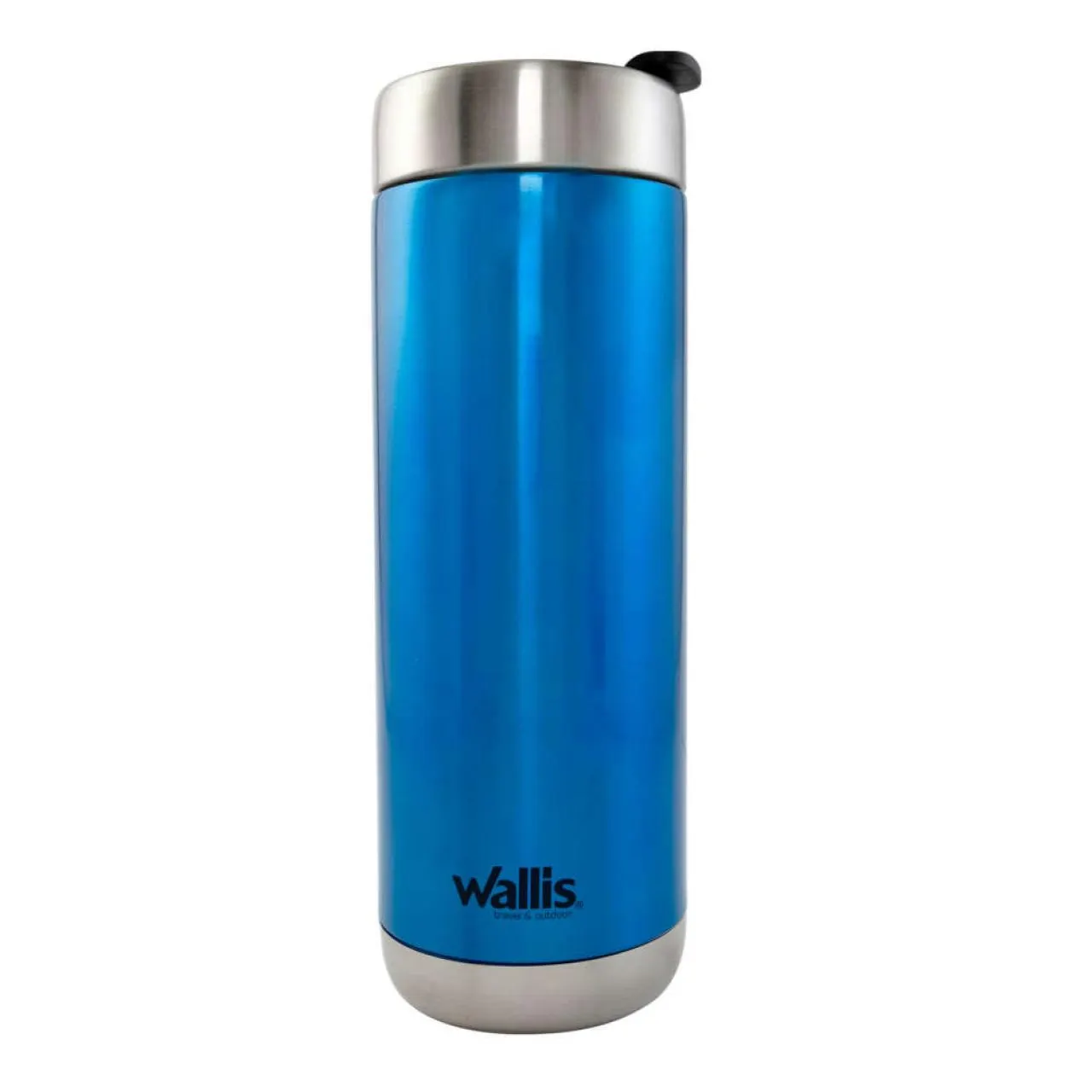 Termo acero inox, 600 ml, azul metálico con popote