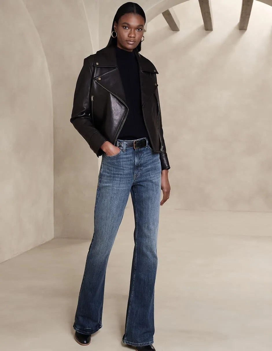 Jeans flare corte cintura alta para mujer