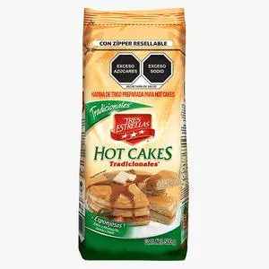 HARINA PARA HOT CAKES TRADICIONALES TRES ESTRELLAS DOYPACK 500 GR.