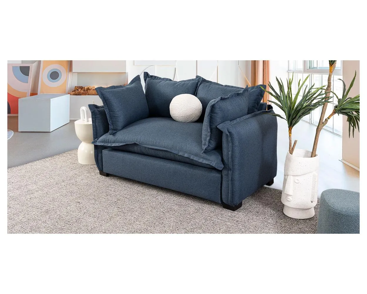 Sofá 2 Plazas Polet Azul Marino