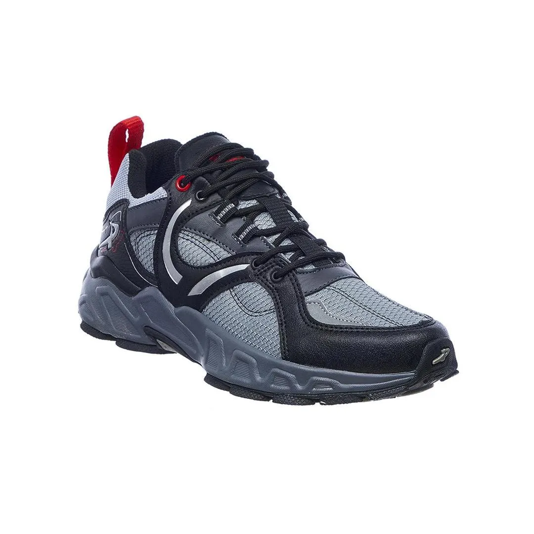 Tenis Pontiac Hombre Moda Casual Camping Suela Ligera Textil Gris Detalles Rojo 104C1S