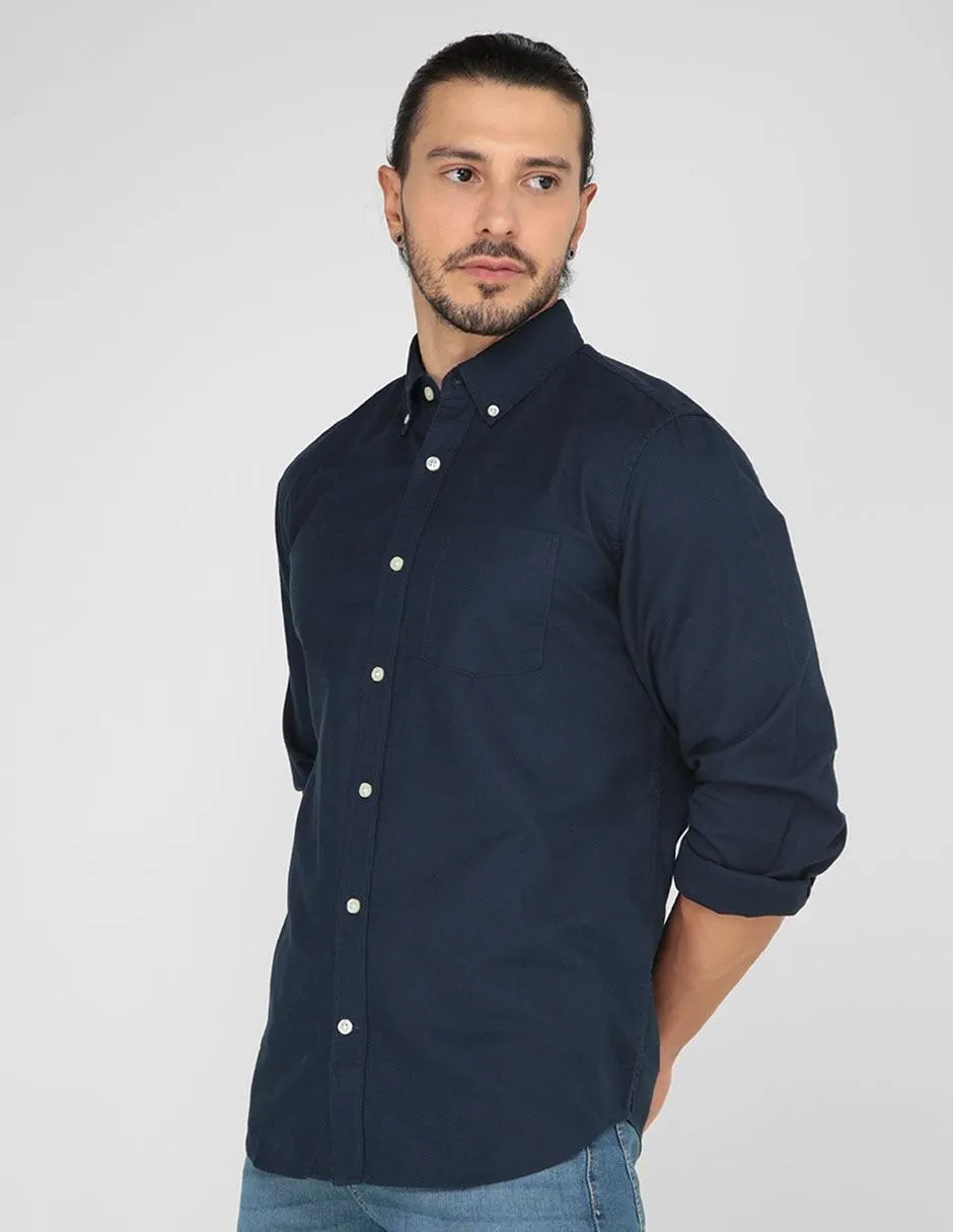 Camisa casual de algodón manga larga para hombre