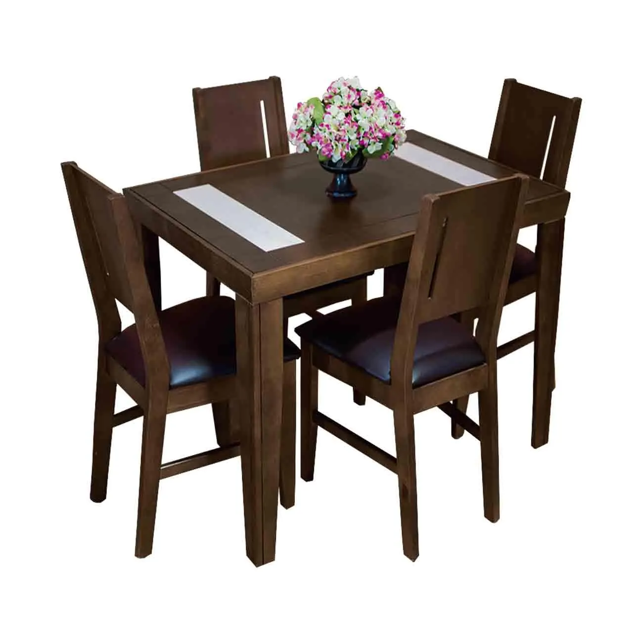 COMEDOR DE 4 SILLAS COLOR NOGAL