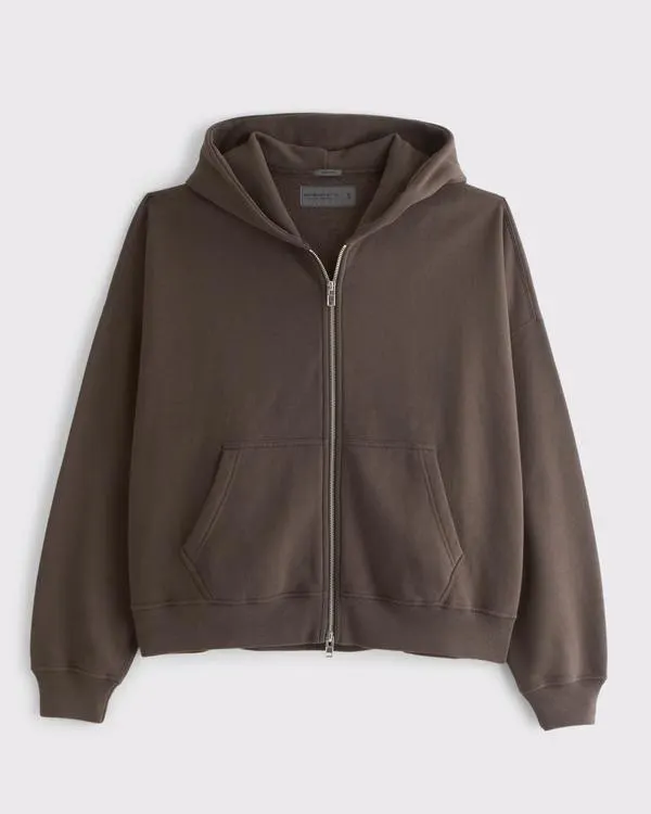 Essential Cropped Full-Zip Hoodie