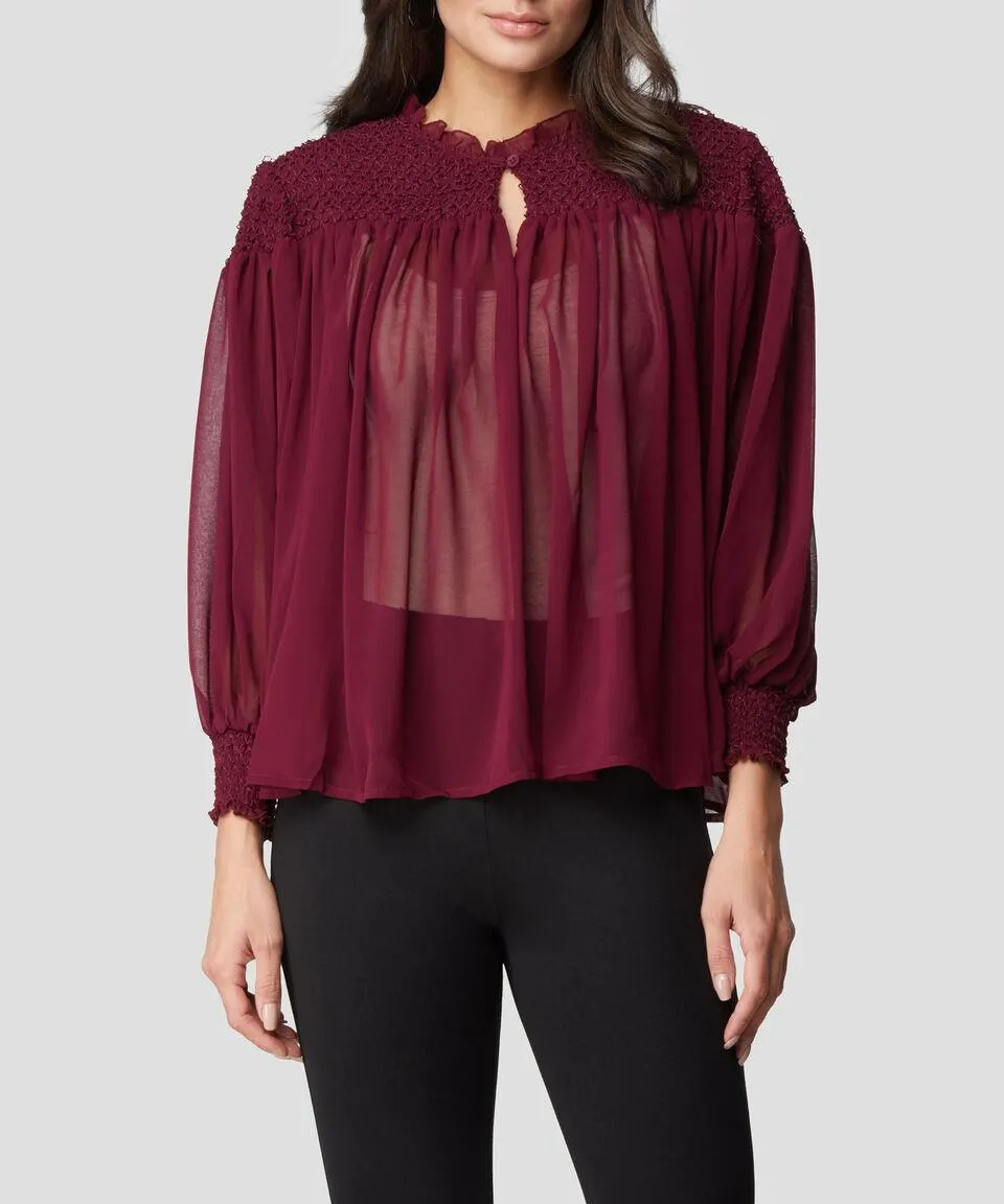Blusa texturizada de manga larga Mujer