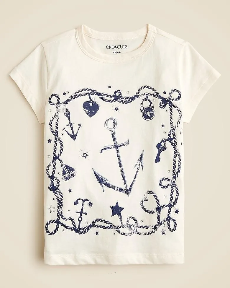 Girls' short-sleeve anchor graphic T-shirt