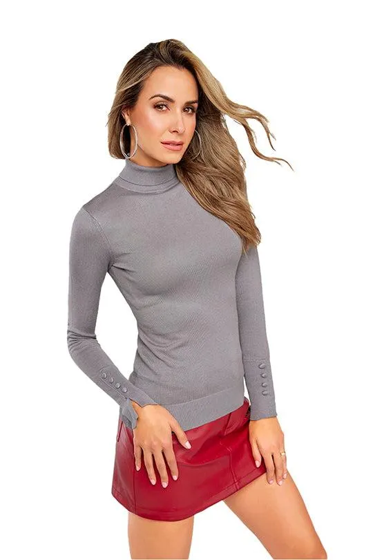 SUETER GRIS Y NEGRO CON DETALLE EN PUÑO 90572