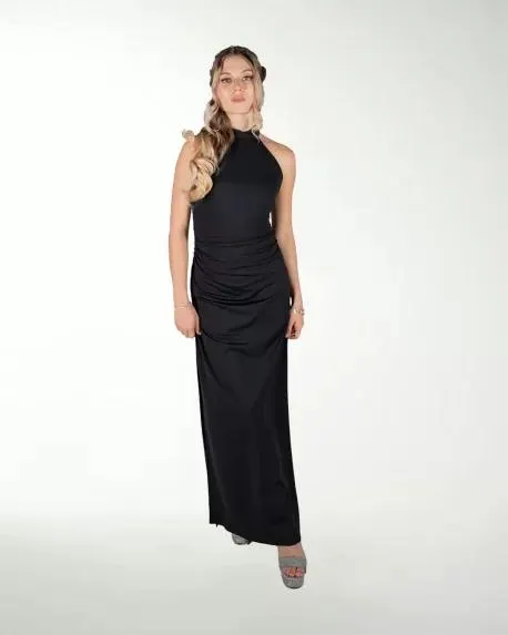 VESTIDO CL HALTER CON ABERTURA