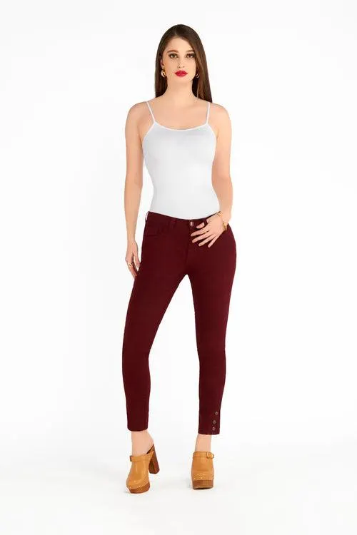 030094 Pantalǟ¶ün Corte Skinny Color Vino