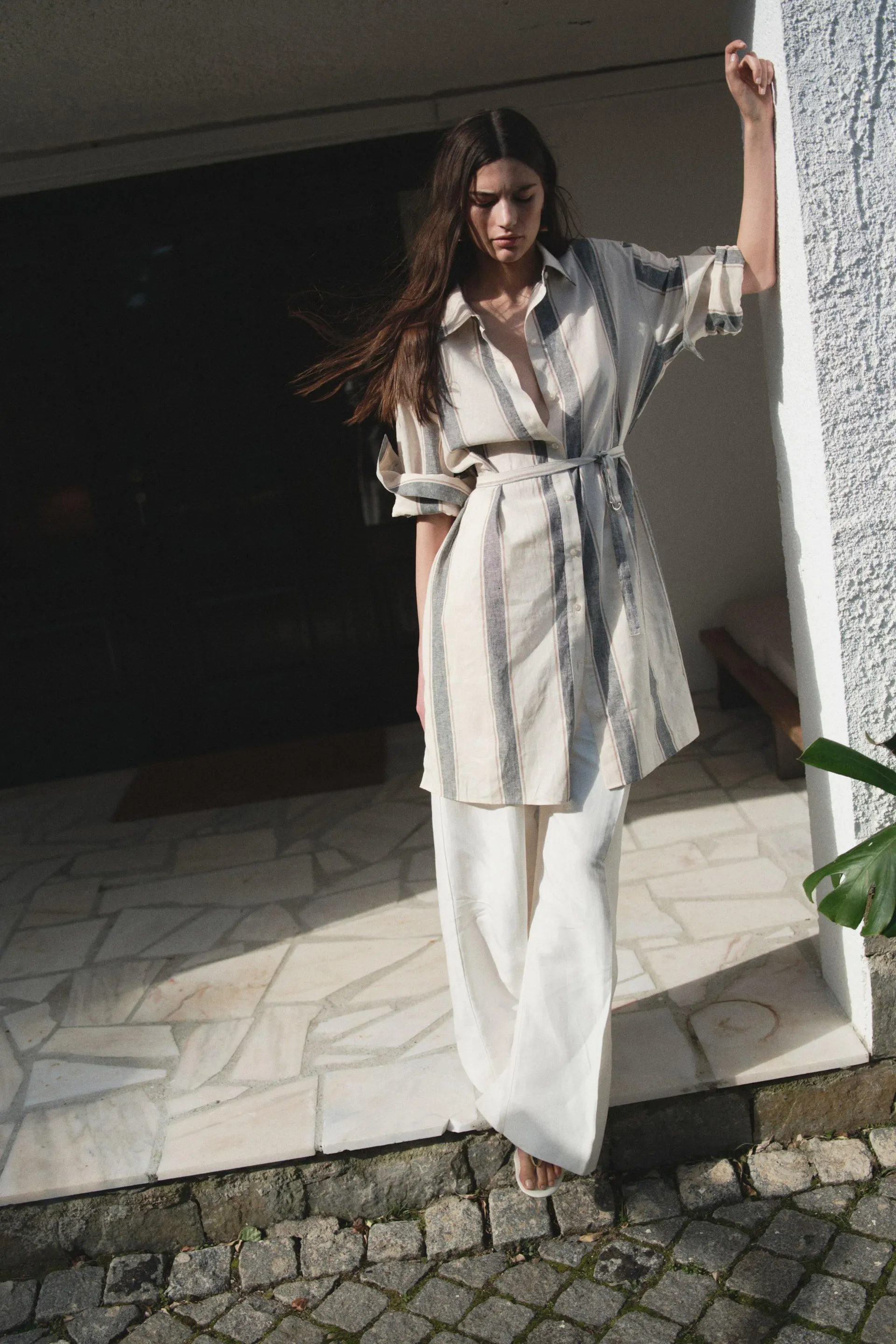 Robe chemise en lin mélangé