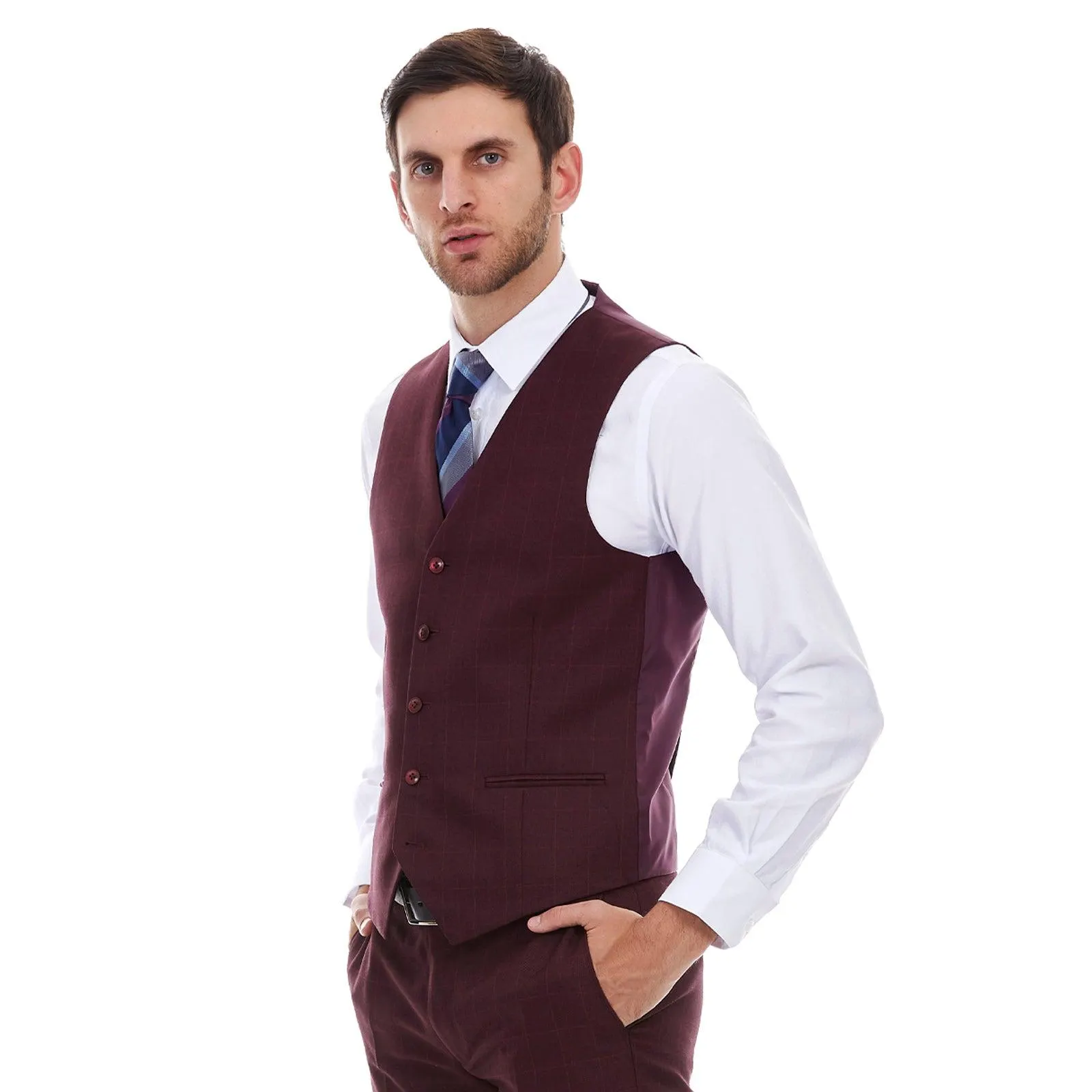 Chaleco separates en tejido a cuadros Slim Fit