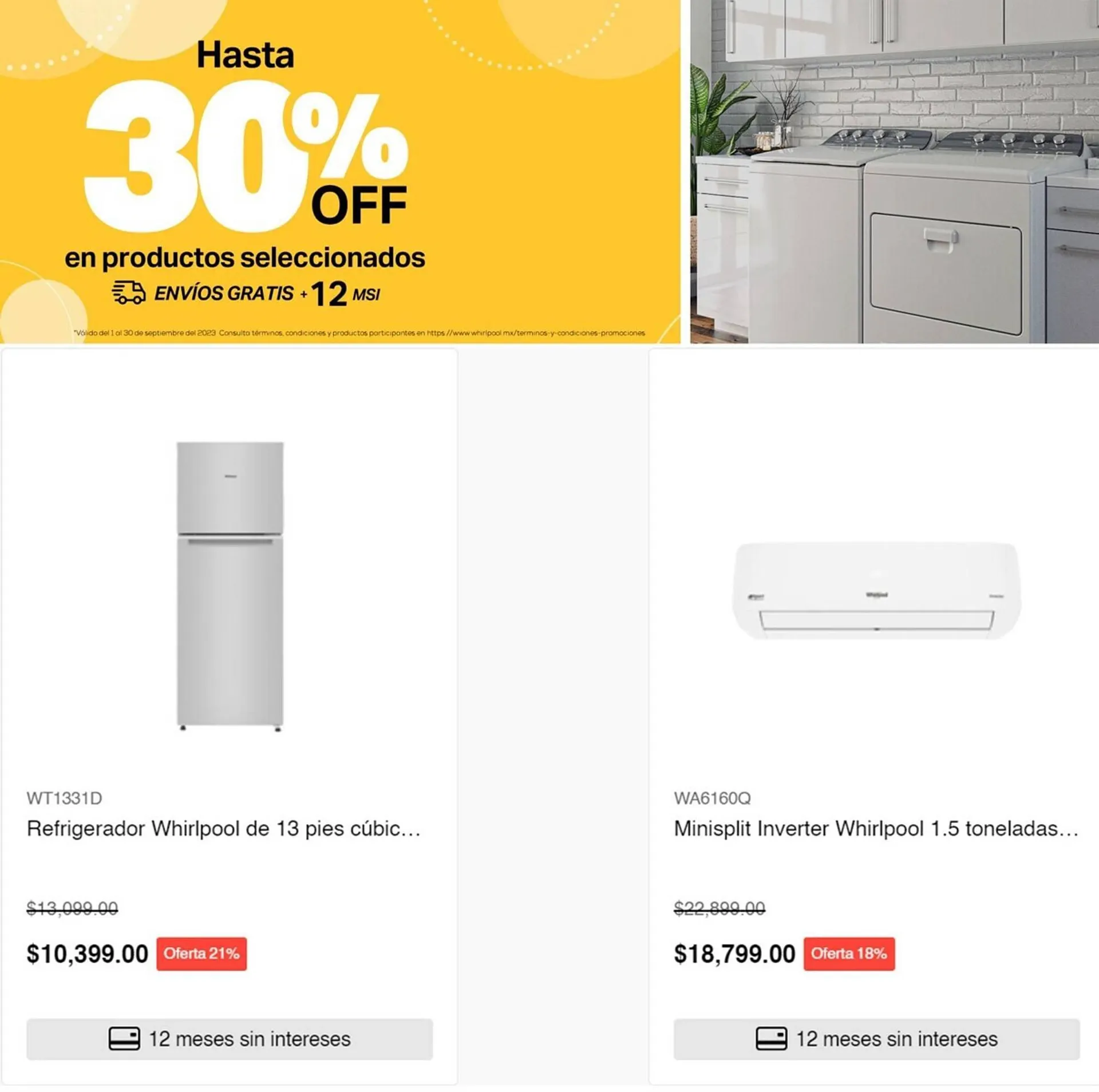 Catálogo de Catálogo Whirlpool 5 de septiembre al 30 de septiembre 2023 - Pagina 1
