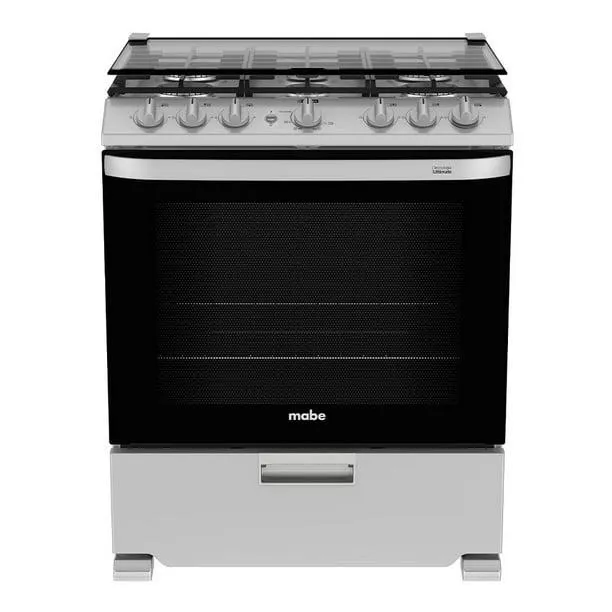 Estufa Mabe Piso 30 pulgadas EMH7612JS0 Silver con capelo de cristal templado