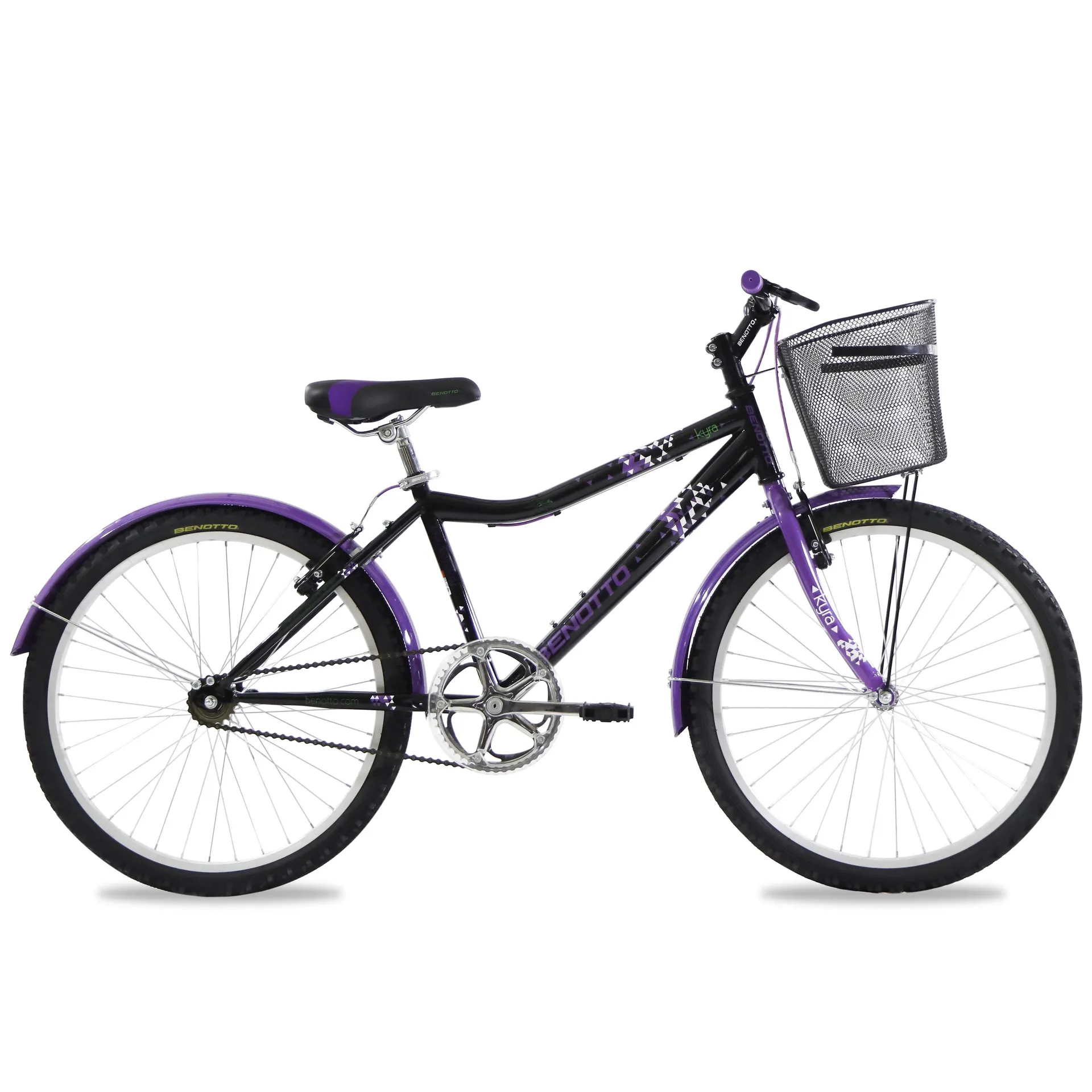 Bicicleta BENOTTO Montaña KYRA R24 1V. Mujer Frenos ”V” Acero Negro/Purpura Talla:UN
