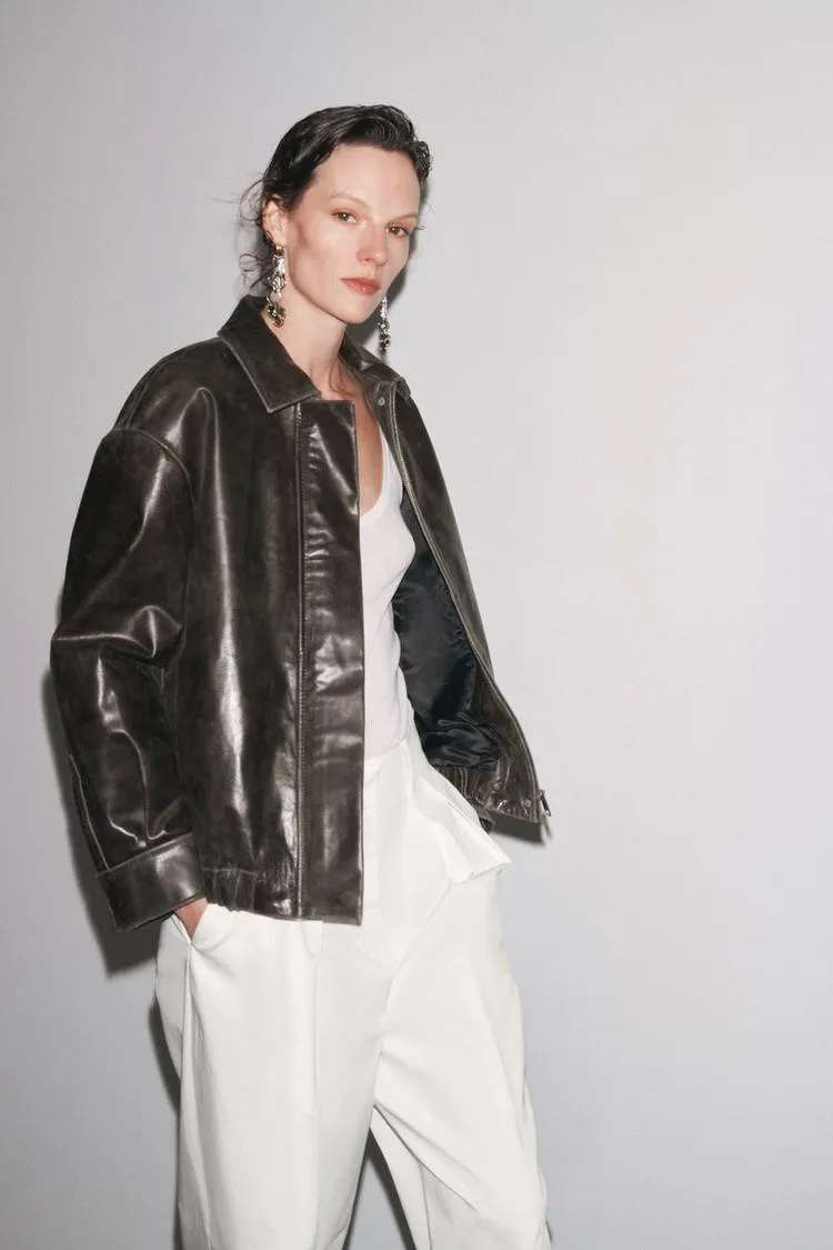 CHAMARRA BOMBER PIEL 100% ZW COLLECTION LIMITED EDITION