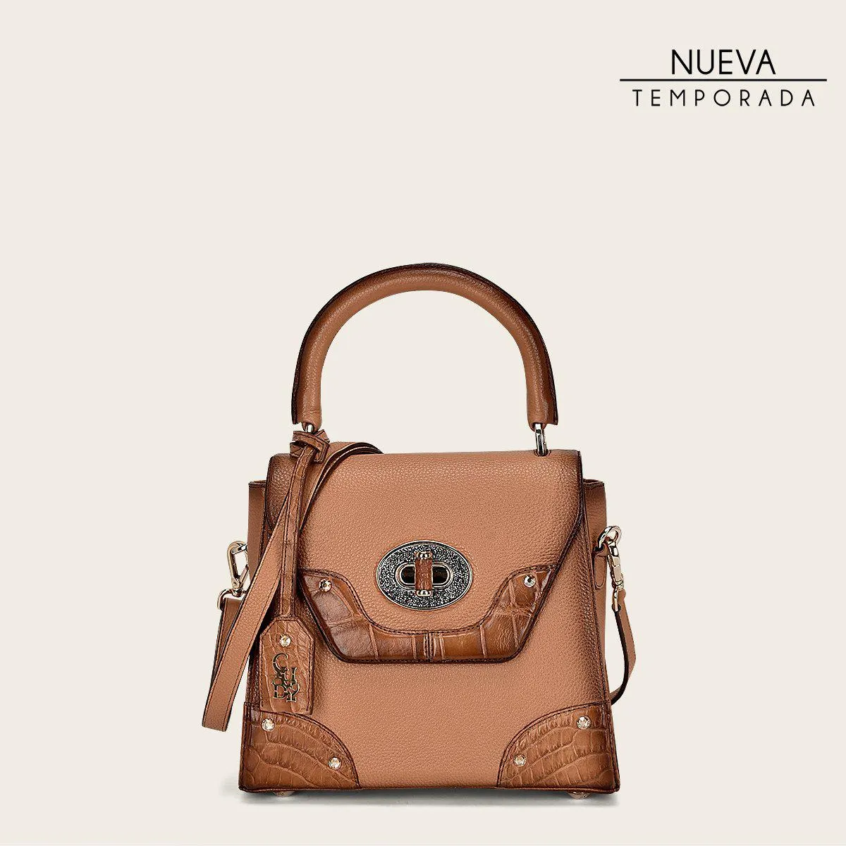 Bolso de mano con piel genuina de alligator