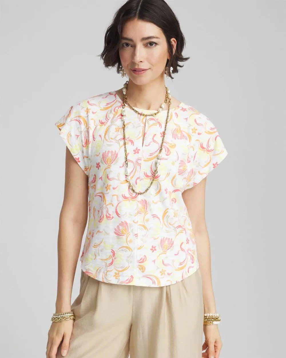 Slub Keyhole-Neck Tee