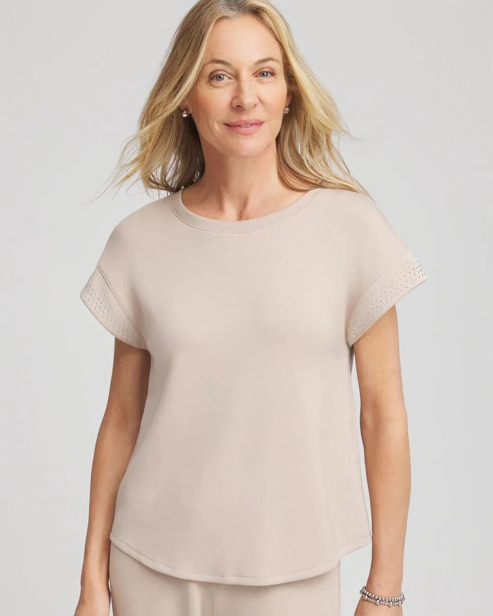 Zenergy ® Scuba Embellished Short-Sleeve Top