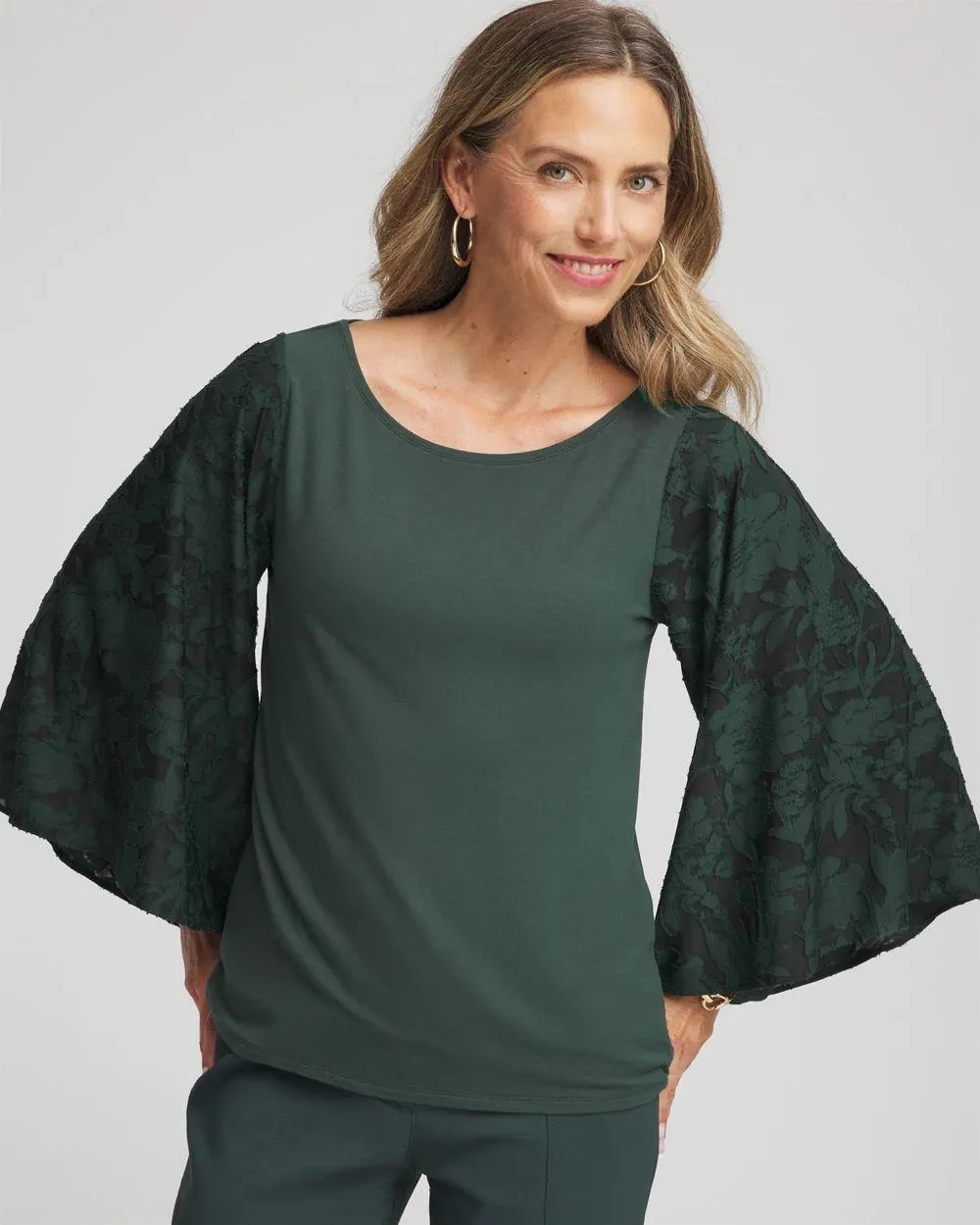 Touch of Cool ™ Burnout Angel-Sleeved Top