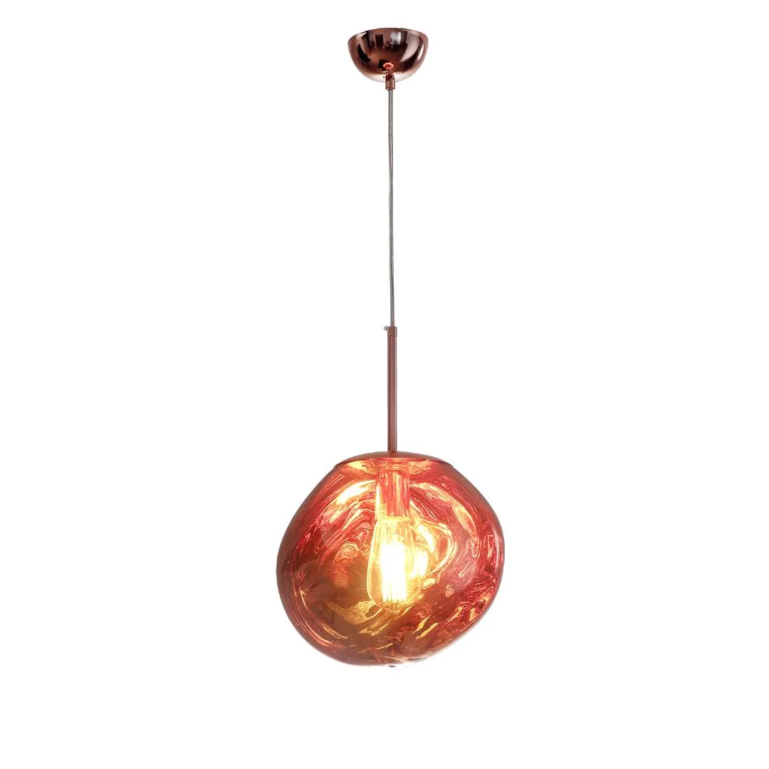Lámpara colgante semi esferica con cuerpo de acrílico y metal de 28cm con cable de 3m