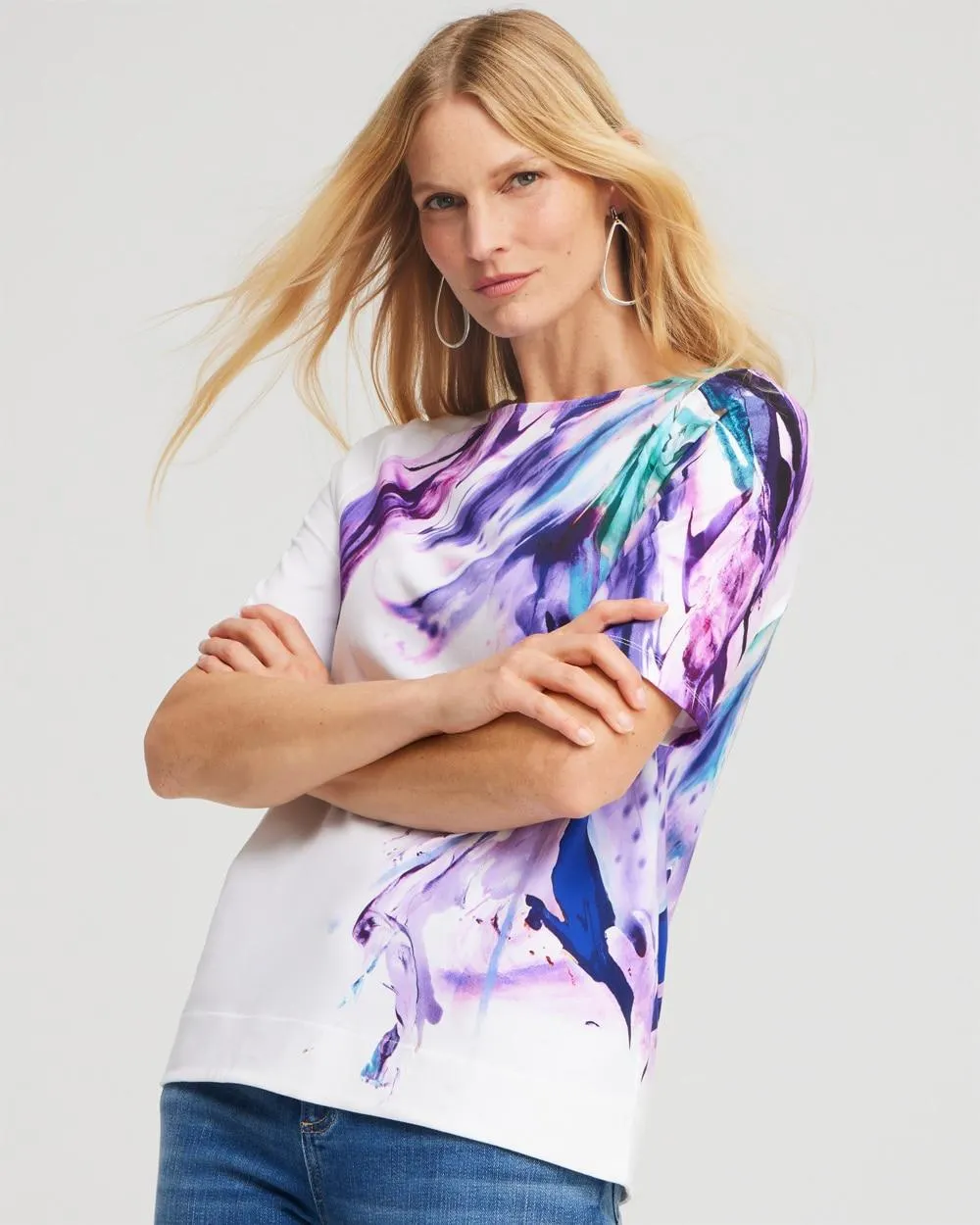 Cotton Stretch Abstract Knit Tee