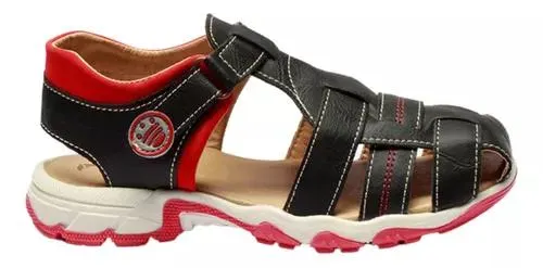 Sandalias Niños Casuales Huaraches Tiago Negro/rojo Fareli