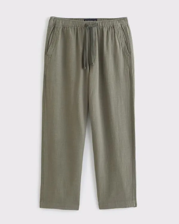 Baggy Cotton Texture Pull-On Pant