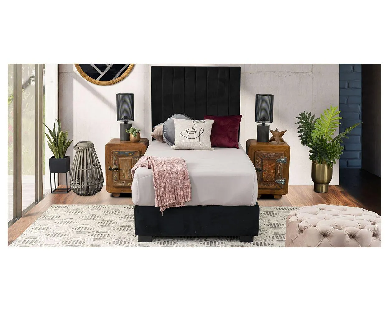 Cama Individual Megan Negro