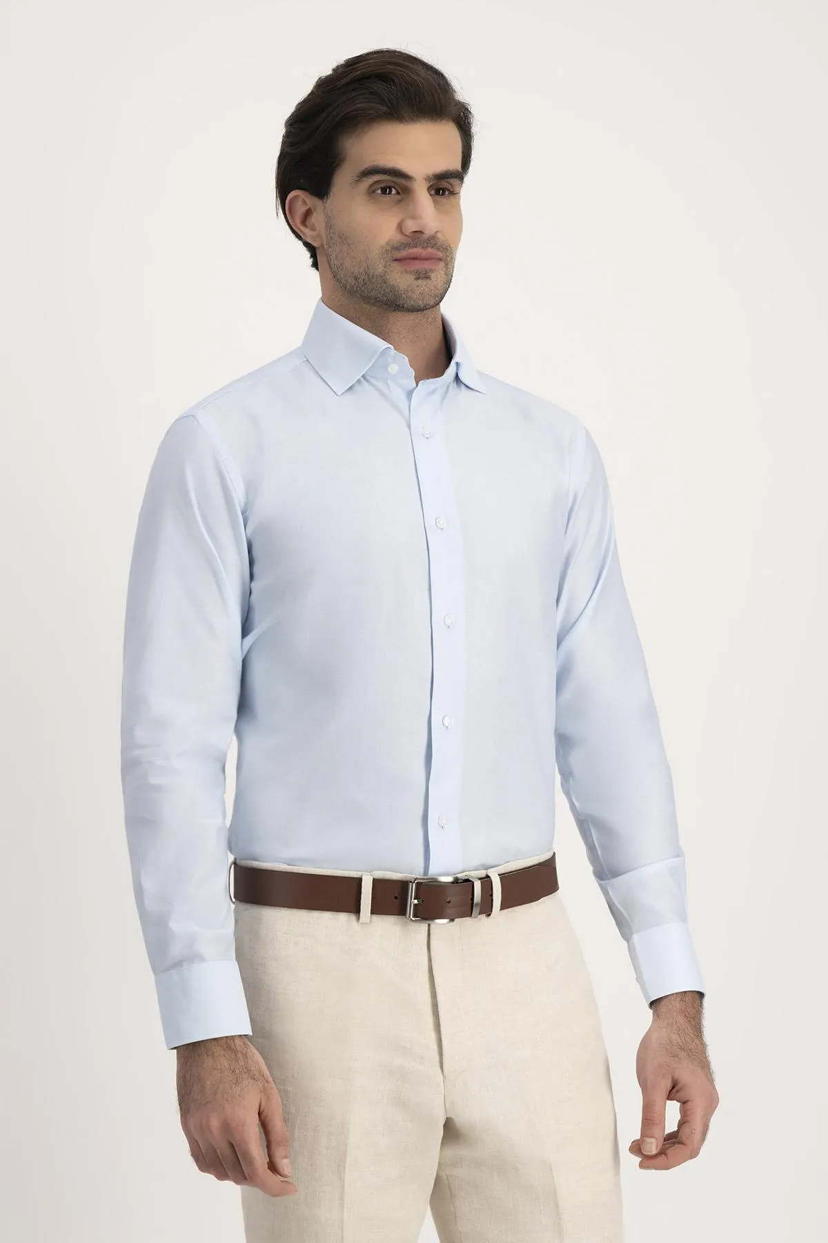 Camisa Formal Roberts Easy Care Azul Claro Slim Fit