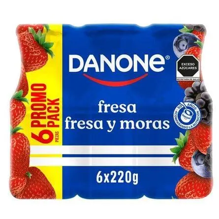 Yoghurt Danone Bebible con Fresa y Moras 6 piezas de 220 gr c/u