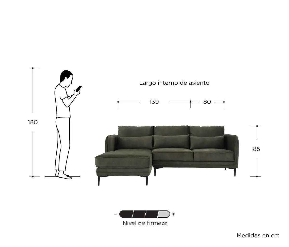 Esquinera Izquierda 3 cuerpos Marina- Verde olivo