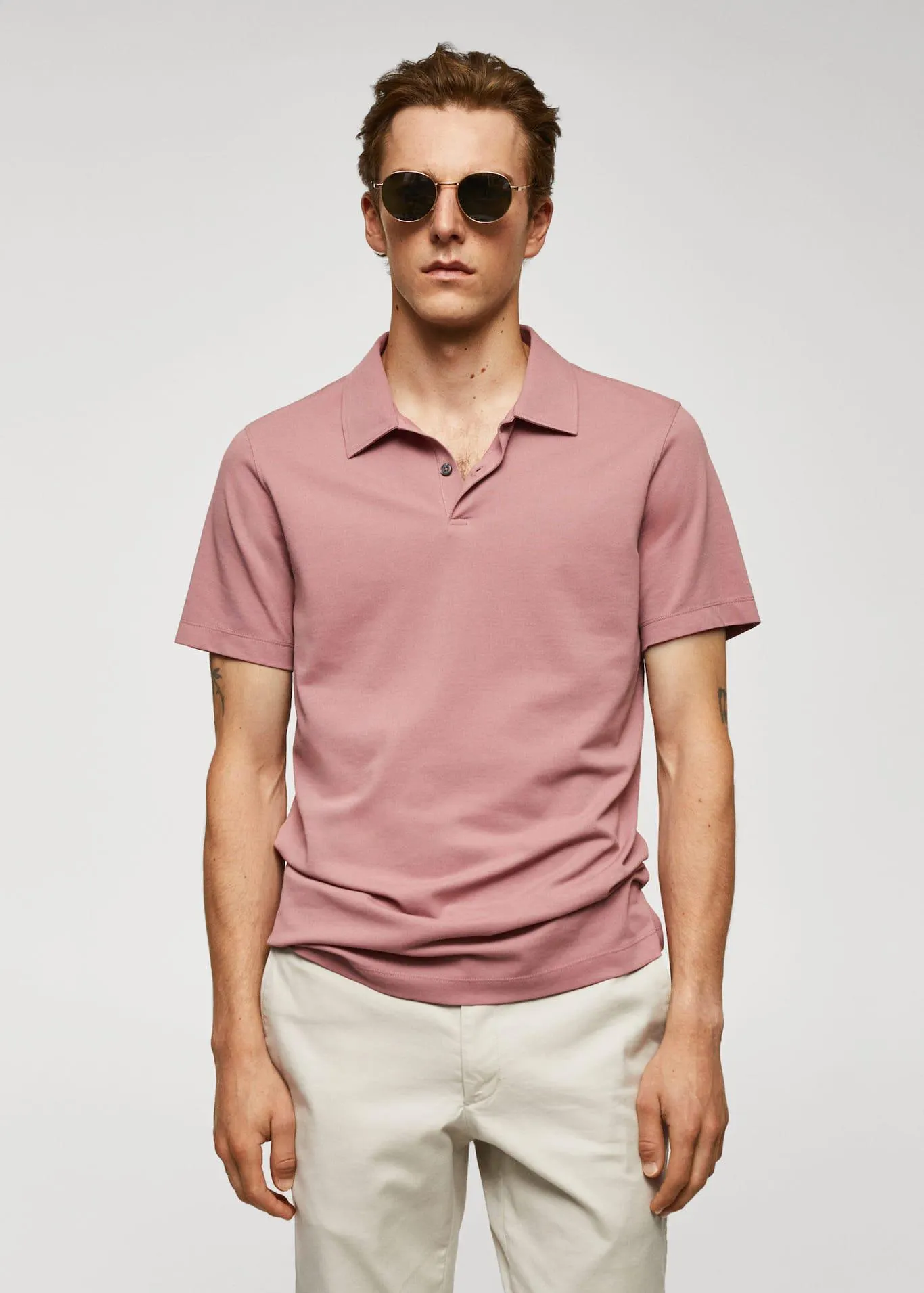 Slim-fit textured cotton polo shirt