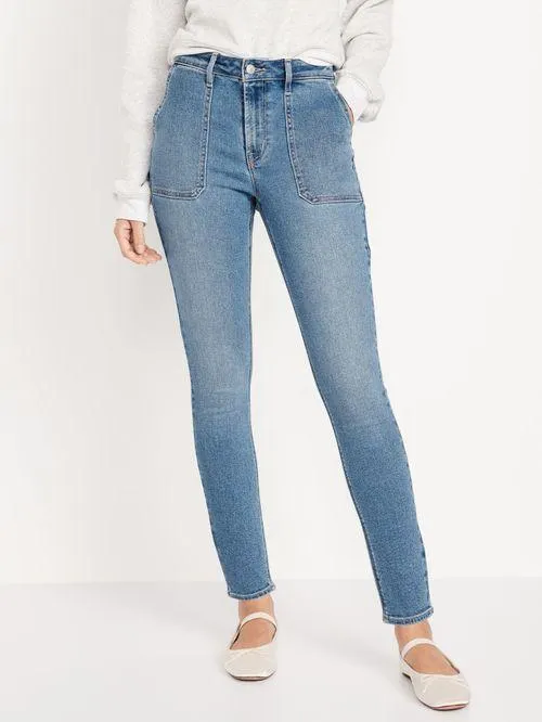 Jeans High-Waisted Rockstar Super-Skinny Utility Old Navy para Mujer