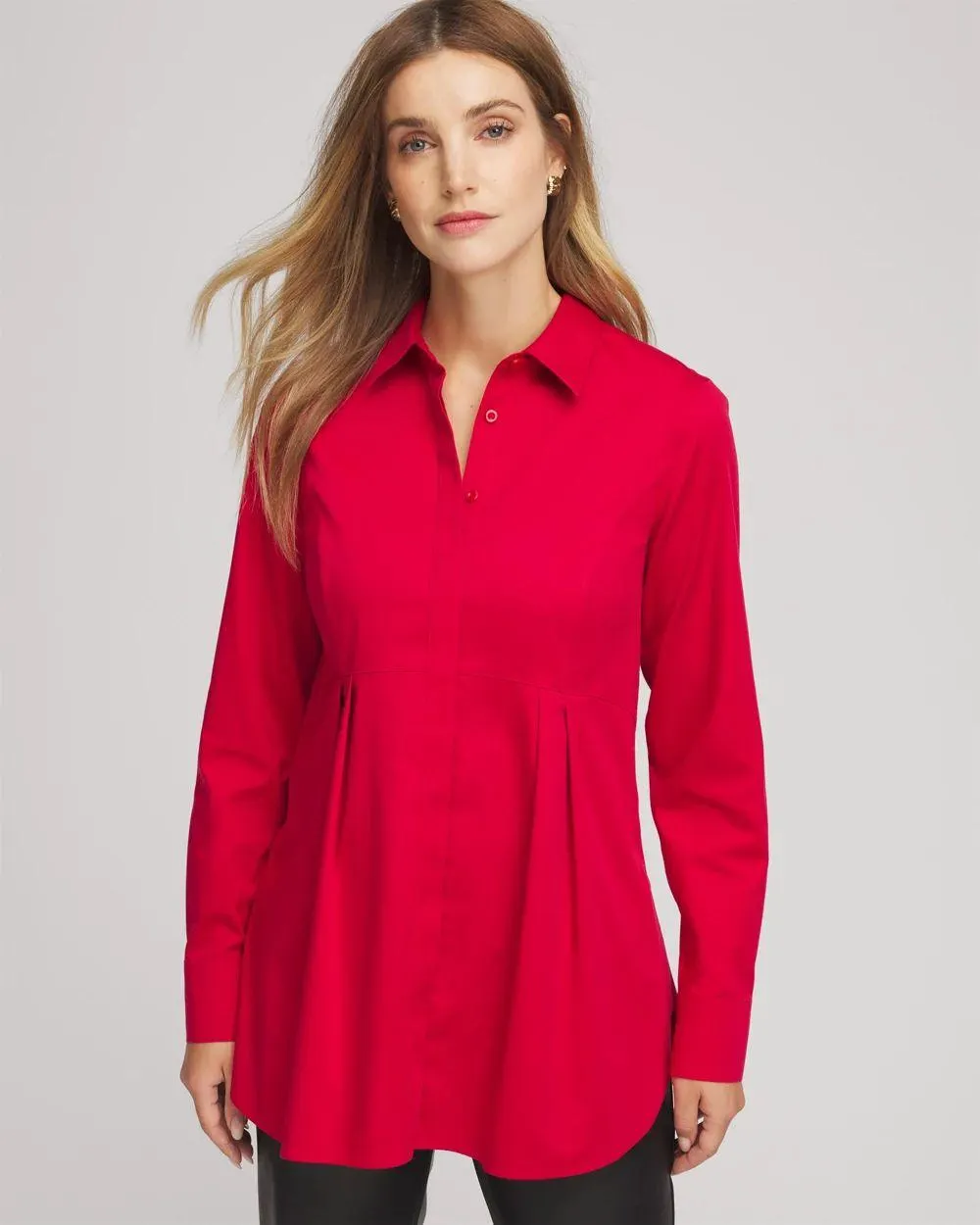 No Iron ™ Peplum Pleated Shirt