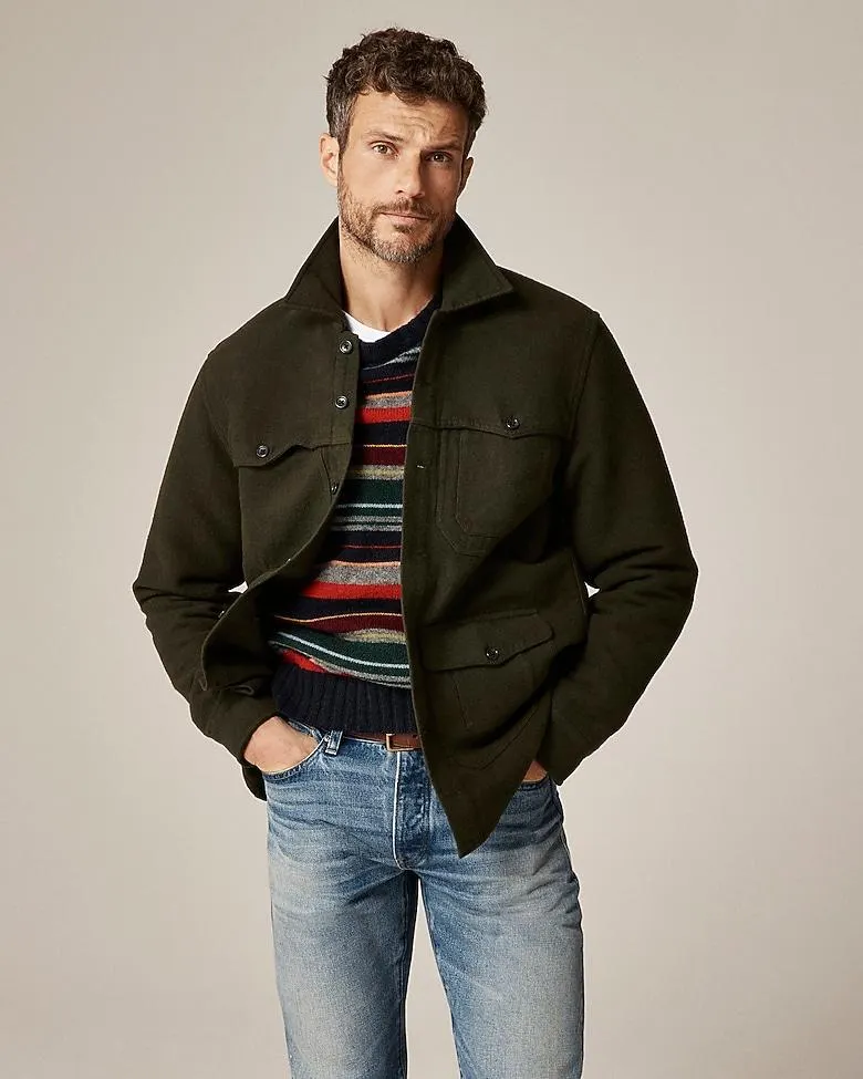 Heavyweight chamois field utility overshirt in Japanese cotton