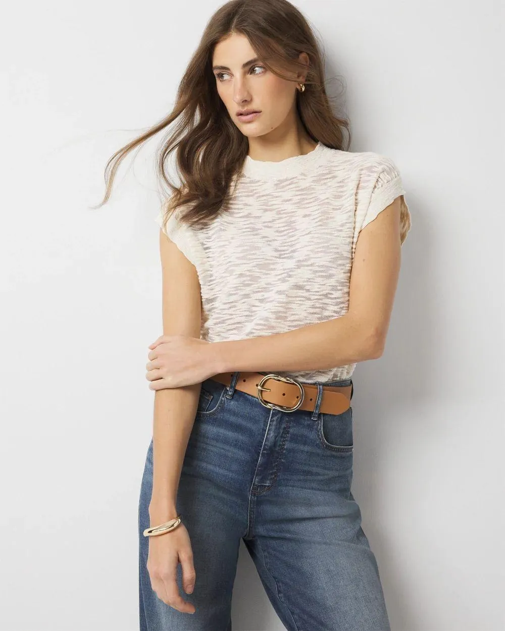 Sheer Textured Sweater Pullover