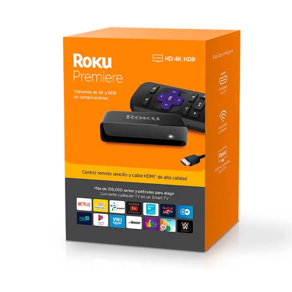 Roku Reproductor de Streaming / 4K Ultra HD / Premiere Negro / Wifi / HDMI / 3920R