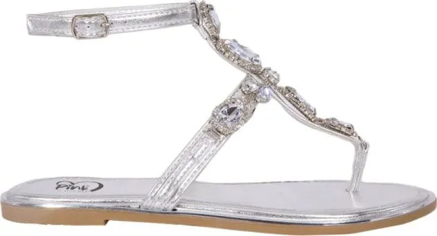 sandalia plana con piedras