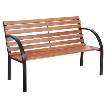 Banca de jardín de fierro con madera 1.22 m