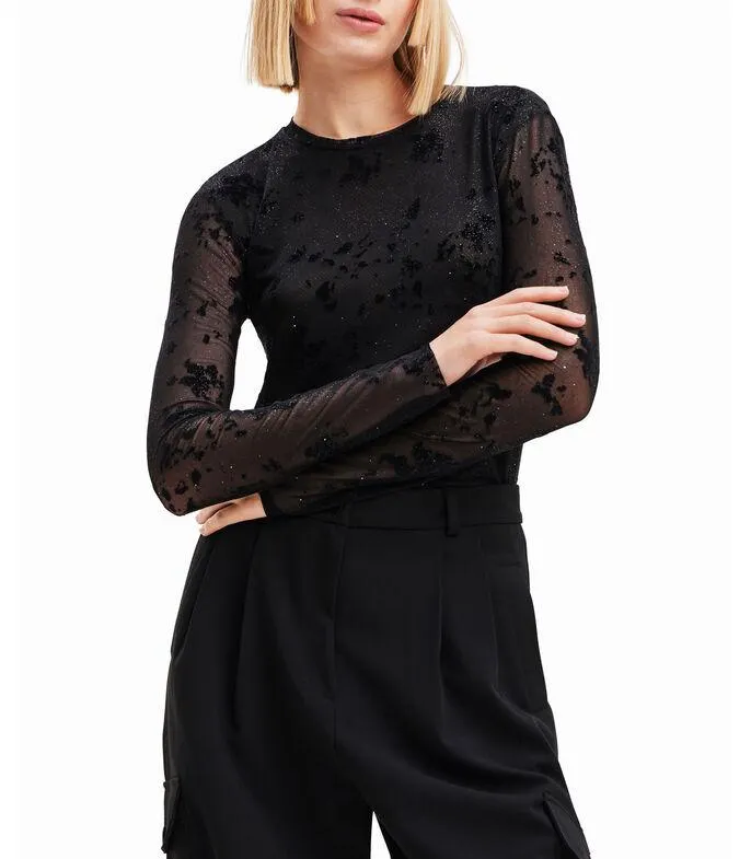 Playera slim tul brillo Mujer