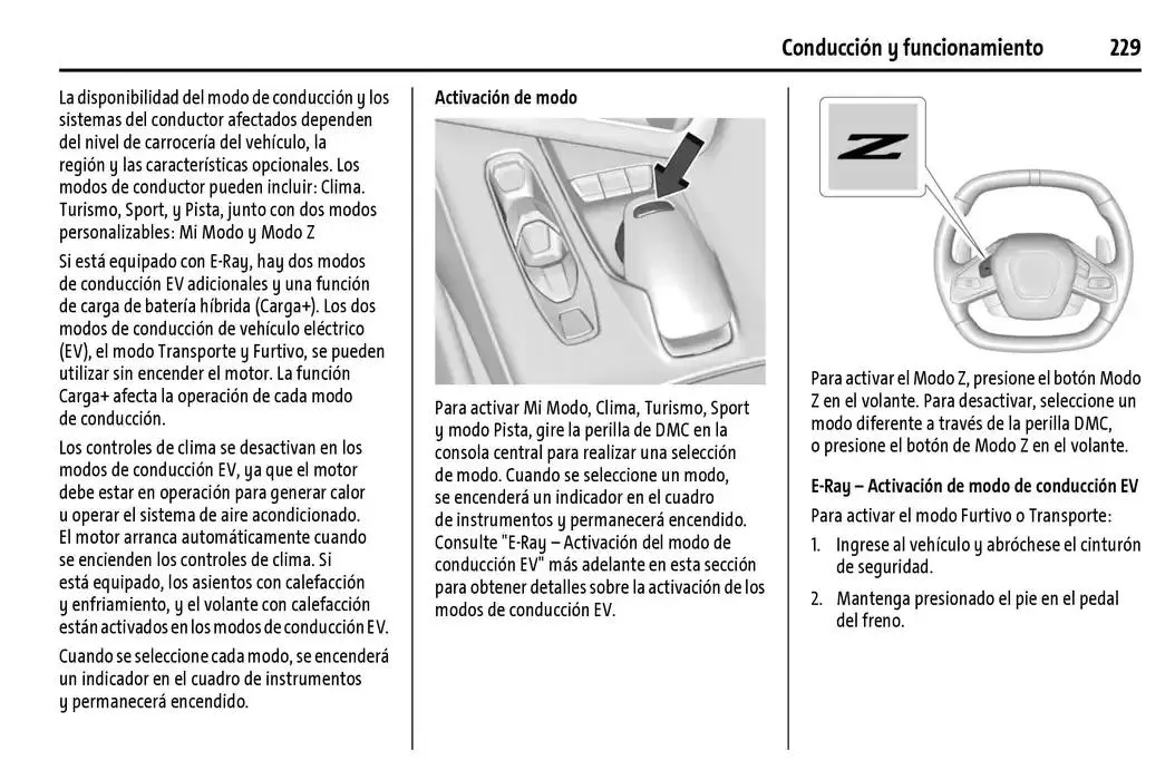 Catálogo de Chevrolet Corvette Stingray Manual del propietario 22 de enero al 31 de diciembre 2025 - Pagina 230