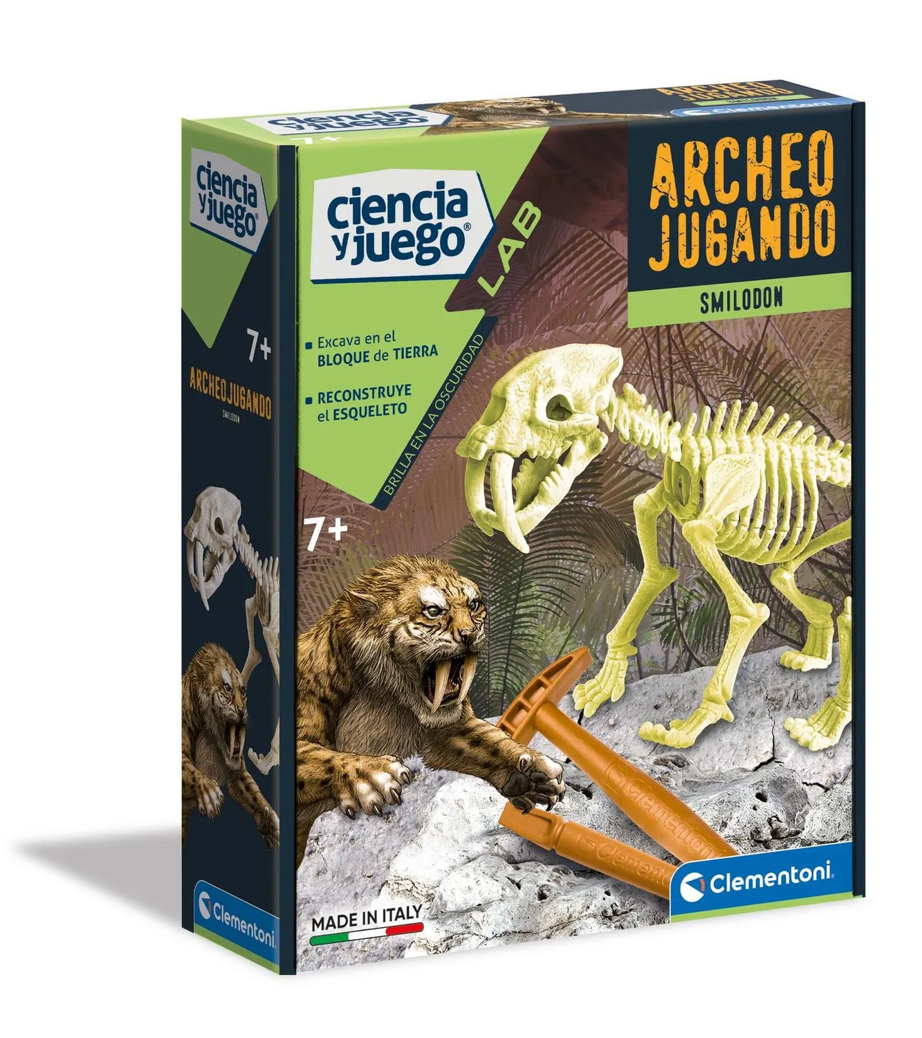 Juego De Excavación Smilodon Brilla En La Obscuridad Clementoni