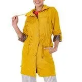 Shyla, Gabardina Clásica Larga con Broches y Bolsas de Cartera para Dama, Color Mostaza, Varias Tallas