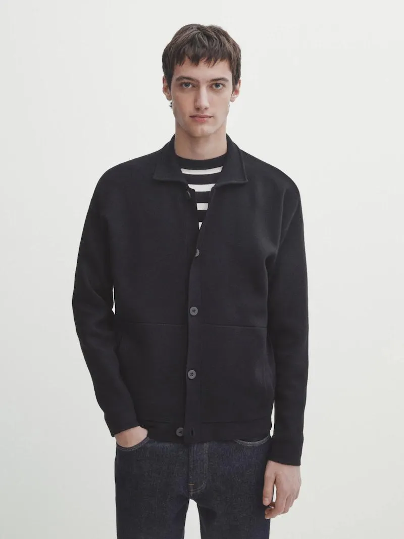 Cárdigan punto botones bolsillos