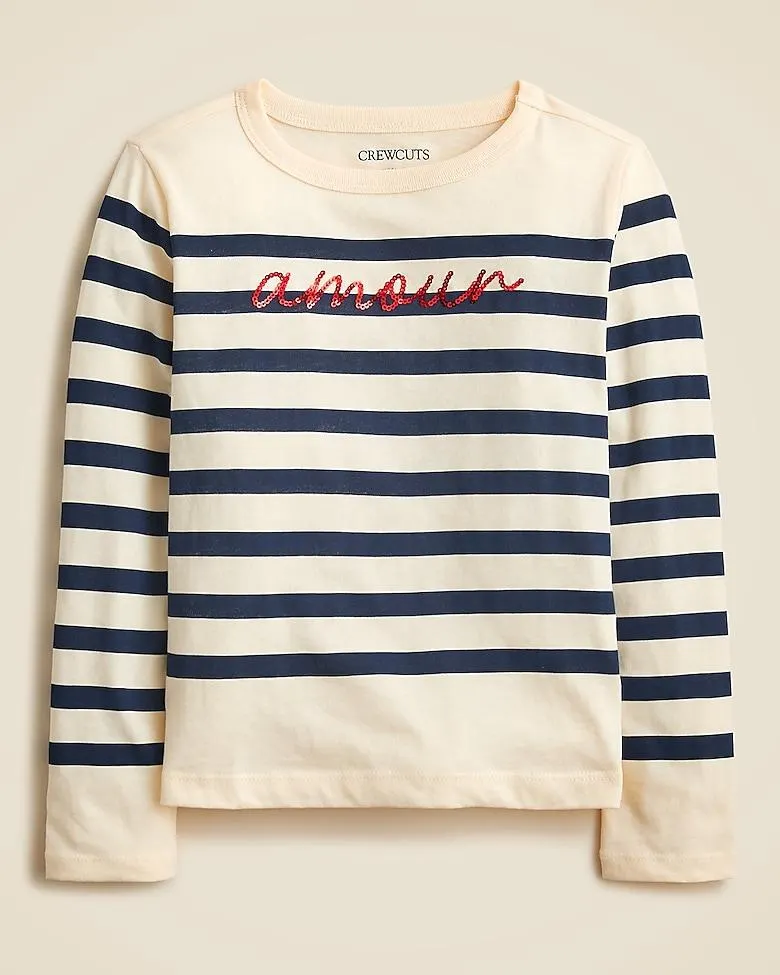 Girls' "Amour" graphic T-shirt with sequins
