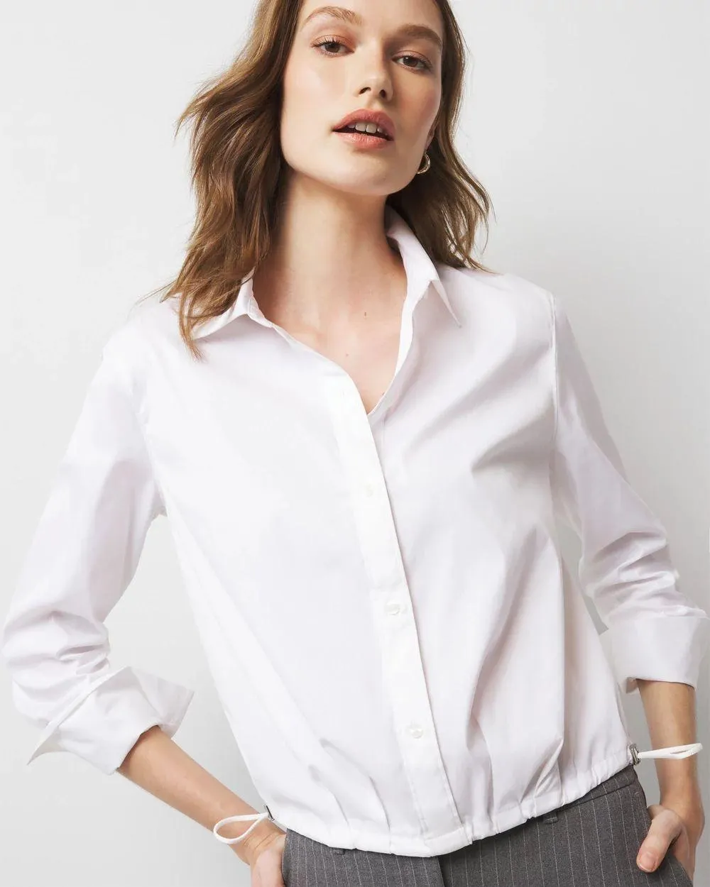 Drawstring Poplin Shirt