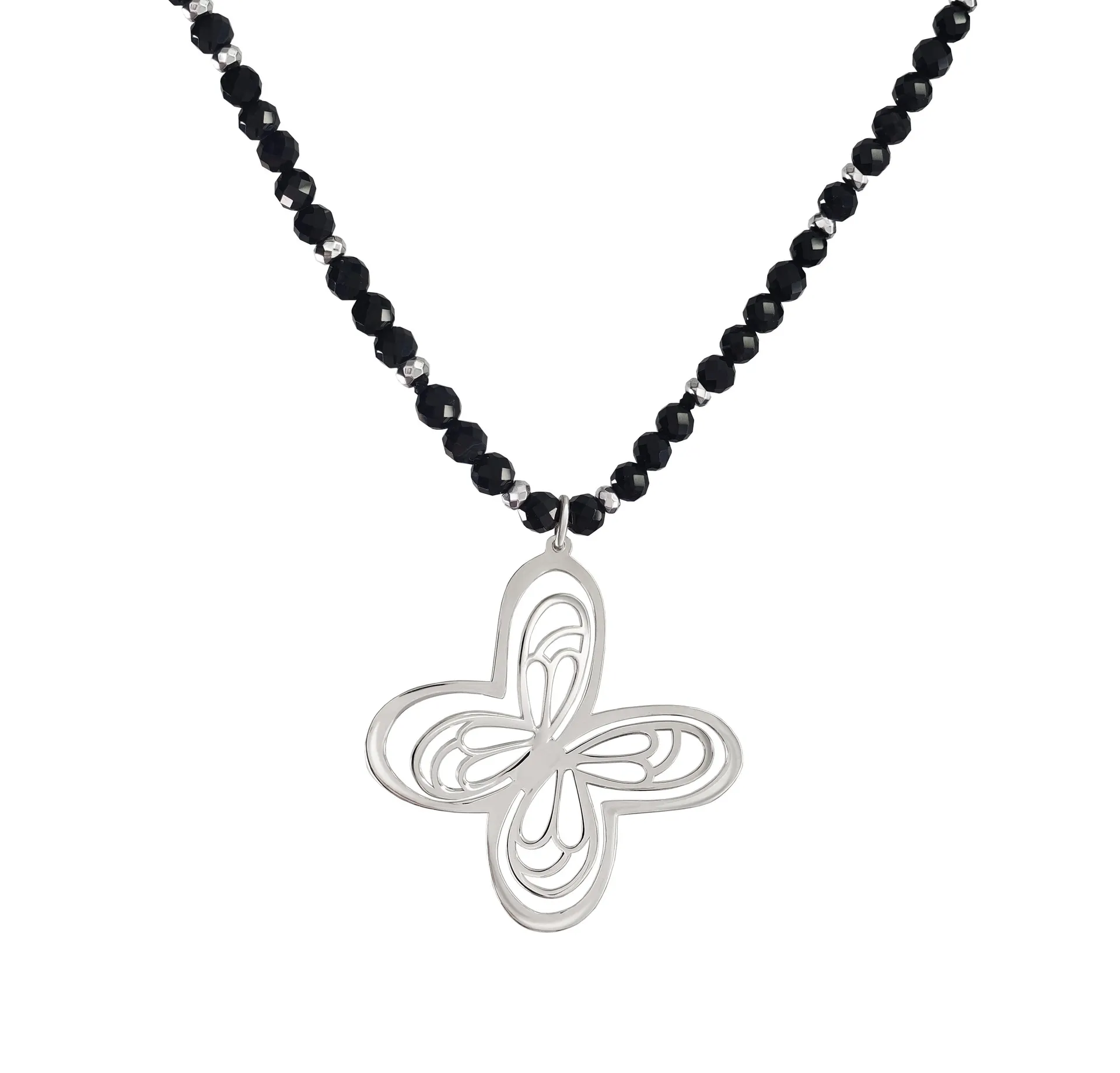 Tanya Moss Collar Aurora Plata Con Agata Negra